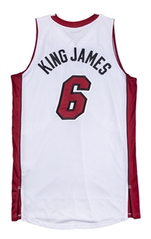 2014 LeBron James Game Used Miami Heat Alternate Style "King James" Jersey Photo Matched To 1/10/2014 - Famous Nickname Game! (NBA/MeiGray)